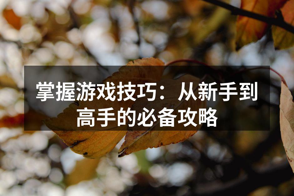 掌握游戏技巧：从新手到高手的必备攻略