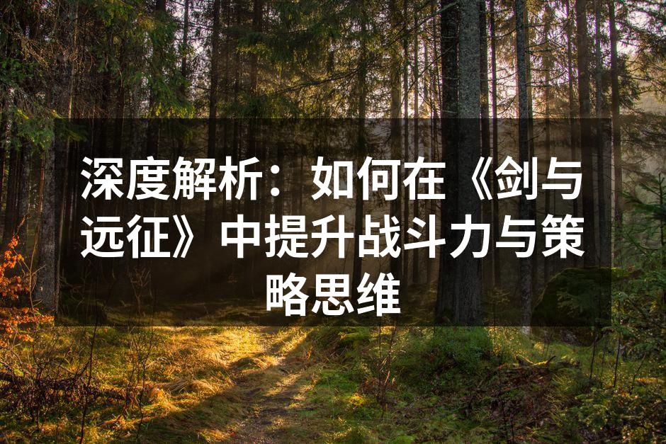 深度解析：如何在《剑与远征》中提升战斗力